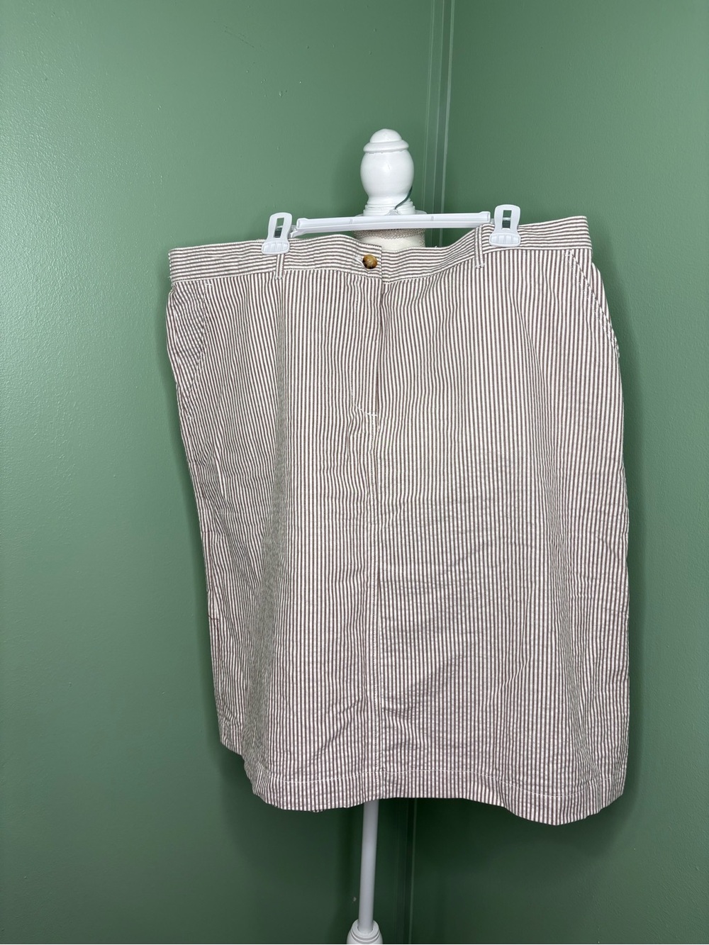 Striped Pencil Skirt in Beige and White - Women
